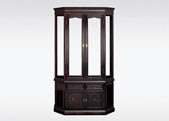 紫光檀130cm丝翎檀雕六角酒柜